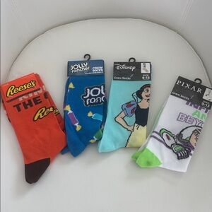 NWT Reese’s, Jolly Rancher, Disney, Pixar Sock Bundle for Men, Sock size 9-13
